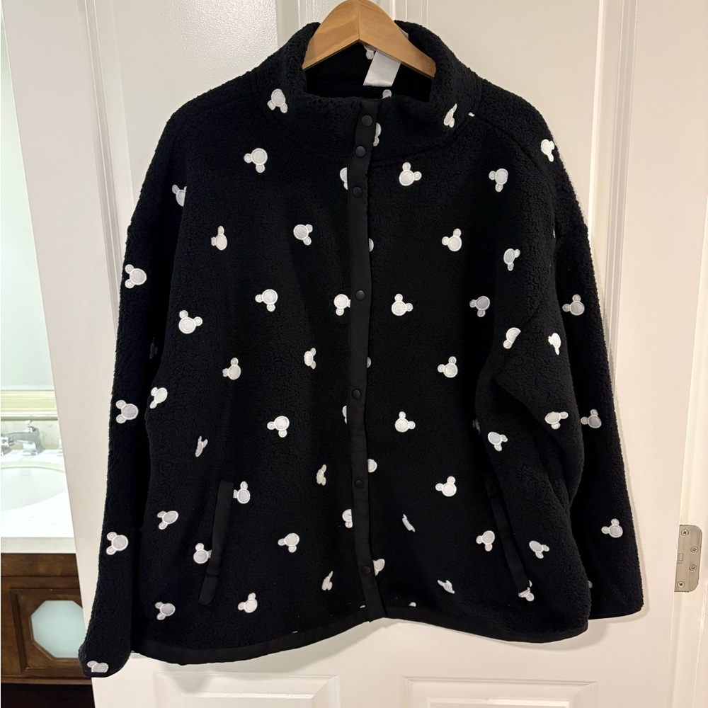 Disney Black and White Mickey Mouse Teddy Jacket